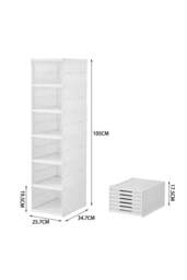 Rackhams 6-tier Shoe Organizer Storage Box Portable Folding Shoe Rack for Closet 25.7*34.7cm - White - One Size - thumbnail 5