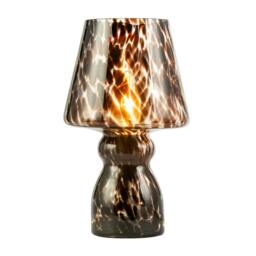 Rackhams Clear Glass Mushroom Table Lamp with Brown Speckle Snowflake Pattern - thumbnail 2