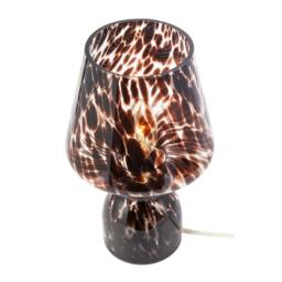 Rackhams Clear Glass Mushroom Table Lamp with Brown Speckle Snowflake Pattern - thumbnail 4