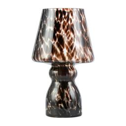 Rackhams Clear Glass Mushroom Table Lamp with Brown Speckle Snowflake Pattern