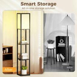 Rackhams Floor Lamp with 3-Tier Storage Shelf for Home Office - Grey - thumbnail 5