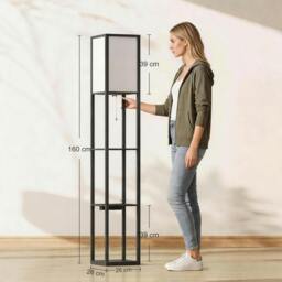 Rackhams Floor Lamp with 3-Tier Storage Shelf for Home Office - Grey - thumbnail 4