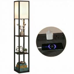 Rackhams Floor Lamp with 3-Tier Storage Shelf for Home Office - Grey - thumbnail 3