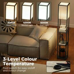 Rackhams Floor Lamp with 3-Tier Storage Shelf for Home Office - Grey - thumbnail 6