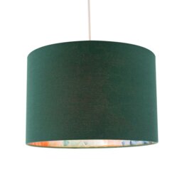Rackhams Chic Emerald Green Linen Lamp Shade with Moroccan Scale Pattern Lining - thumbnail 2