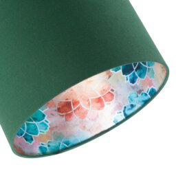 Rackhams Chic Emerald Green Linen Lamp Shade with Moroccan Scale Pattern Lining - thumbnail 5