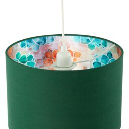 Rackhams Chic Emerald Green Linen Lamp Shade with Moroccan Scale Pattern Lining - thumbnail 4