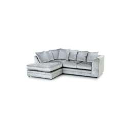 Rackhams Dylan Crushed Velvet 4 Seater Fabric Corner Sofa in Silver - Right Hand Corner - thumbnail 6