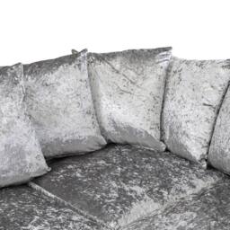 Rackhams Dylan Crushed Velvet 4 Seater Fabric Corner Sofa in Silver - Right Hand Corner - thumbnail 3