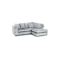 Rackhams Dylan Crushed Velvet 4 Seater Fabric Corner Sofa in Silver - Right Hand Corner