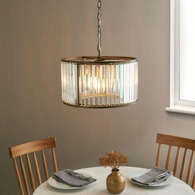 Rackhams Resto Crystal & Antique Brass Pendant Ceiling Light - image 1
