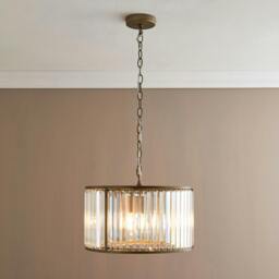 Rackhams Resto Crystal & Antique Brass Pendant Ceiling Light - thumbnail 3