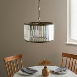Rackhams Resto Crystal & Antique Brass Pendant Ceiling Light - thumbnail 2