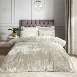 Rackhams Crushed Velvet Duvet Cover Set - Natural - Double