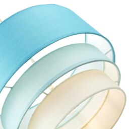 Rackhams Contemporary Round Triple Tier Teal/Blue Cotton Fabric Pendant Light Shade - thumbnail 2