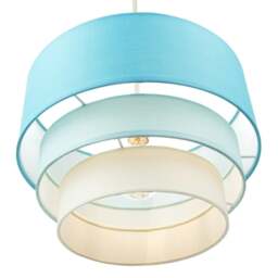 Rackhams Contemporary Round Triple Tier Teal/Blue Cotton Fabric Pendant Light Shade - thumbnail 3