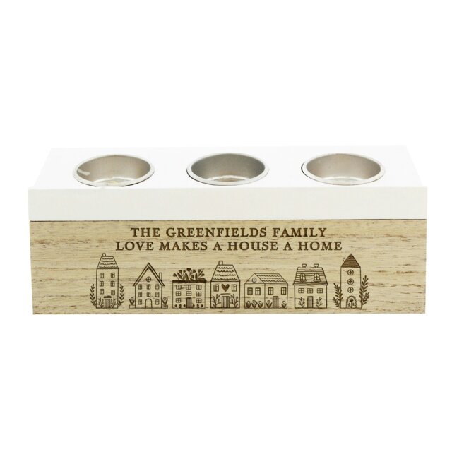 Rackhams Personalised HOME Triple Tea Light Box - image 1