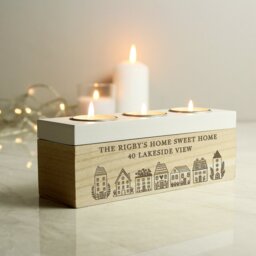 Rackhams Personalised HOME Triple Tea Light Box - thumbnail 4