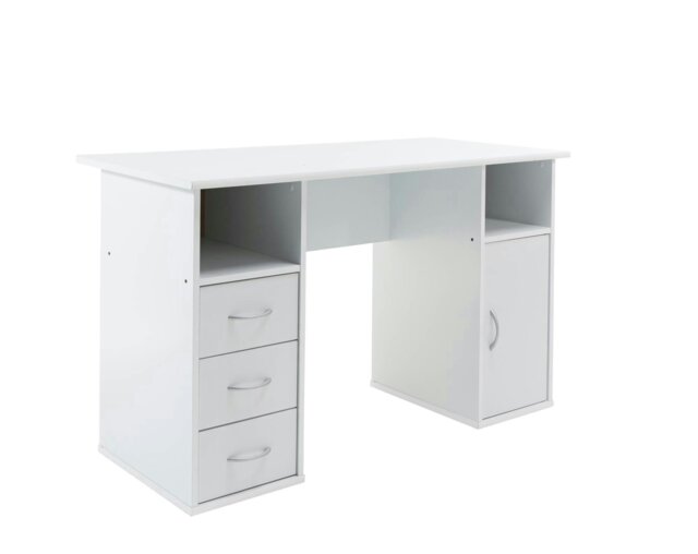 Rackhams Maryland Desk with 3 Drawers and 1 Door White - White - image 1