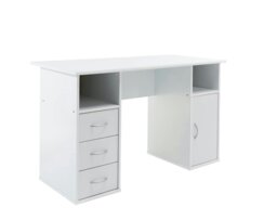 Rackhams Maryland Desk with 3 Drawers and 1 Door White - White