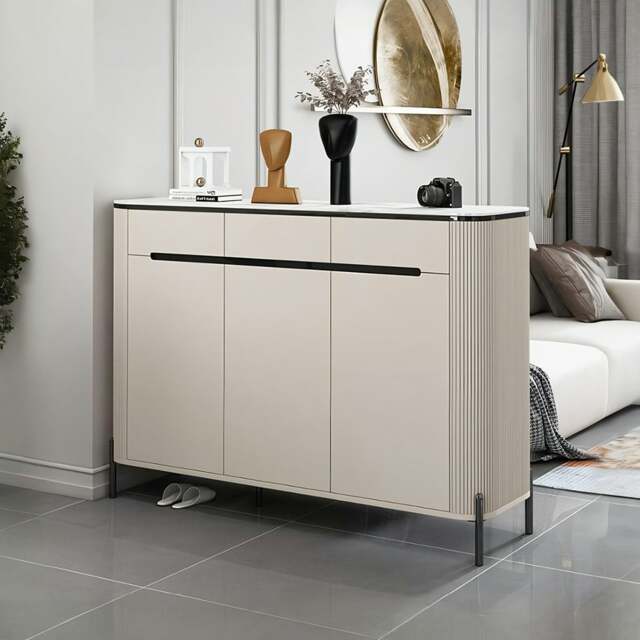 Rackhams Samantha Shoe Storage, Off White - With Golden Legs - 80cm