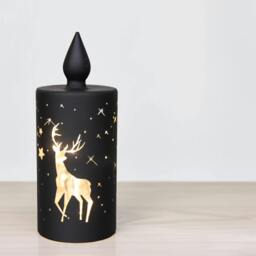 Rackhams 17cm Christmas Stag Candle LED Glass Decoration with Warm White Lights - 22CM - Glass - Black - thumbnail 3