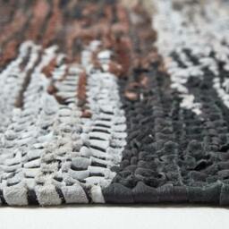 Rackhams Black, Grey & Brown Real Leather Handwoven Cutshuttle Rug - 90 x 150 cm - thumbnail 4