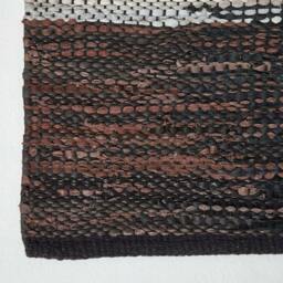 Rackhams Black, Grey & Brown Real Leather Handwoven Cutshuttle Rug - 90 x 150 cm - thumbnail 3