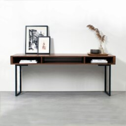 "Rackhams Marston Wide Console Desk on Minimalist Square Legs - Iroko - 30cm (12"") deep - 180cm (71"") wide" - thumbnail 4