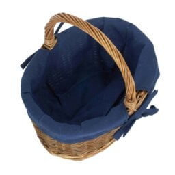Rackhams Red Checked Lined Country Oval Wicker Shopping Basket - Set of 2 - thumbnail 3