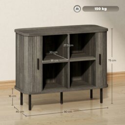 Rackhams Sideboard Storage Cabinet with Slatted Tambour Sliding Doors Grey - Grey - Melamine coated - Sideboard - thumbnail 6
