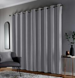 "Rackhams Silver Thermal Energy Saving Eyelet Curtain With Wave Pattern - Ideal For Living Room & Bedroom - 66"" (168cm) Width x 72"" (183cm) Drop" - thumbnail 5