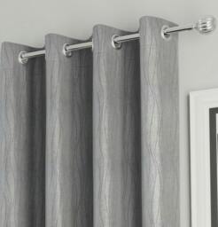 "Rackhams Silver Thermal Energy Saving Eyelet Curtain With Wave Pattern - Ideal For Living Room & Bedroom - 66"" (168cm) Width x 72"" (183cm) Drop" - thumbnail 2