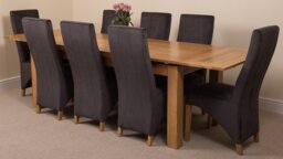 Rackhams Richmond Large Oak Extending Dining Table with Lola Fabric Chairs - 8 chairs - Black - thumbnail 1