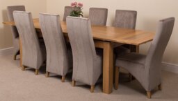 Rackhams Richmond Large Oak Extending Dining Table with Lola Fabric Chairs - 8 chairs - Black - thumbnail 4
