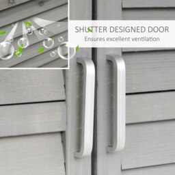 Rackhams Garden Storage Shed Solid Fir Wood Garage Organisation w/ Doors Grey - thumbnail 4