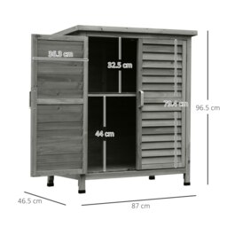 Rackhams Garden Storage Shed Solid Fir Wood Garage Organisation w/ Doors Grey - thumbnail 6
