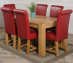 Rackhams Kuba Medium Oak Dining Table with Washington Leather Chairs - 4 chairs - Ivory - thumbnail 3