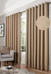 "Rackhams Diamond Blackout Eyelet Curtains Thermal Lined Ready Made Curtains - 46 x 54"" - Charcoal" - thumbnail 3