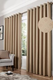 "Rackhams Diamond Blackout Eyelet Curtains Thermal Lined Ready Made Curtains - 46 x 54"" - Charcoal" - thumbnail 4