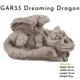 Rackhams Enchanting Dreaming Dragon Stone Cast Statue Small Outdoor Ornament Garden Sculpture - thumbnail 3
