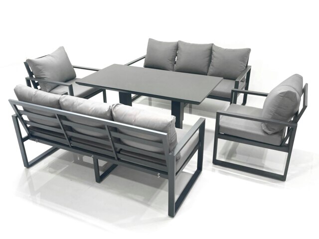 Rackhams Garden Sofa Set Aluminium Furniture Rising Dining Tabe Set with 2 Chair Dark Grey - image 1