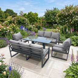 Rackhams Garden Sofa Set Aluminium Furniture Rising Dining Tabe Set with 2 Chair Dark Grey