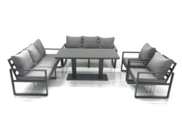 Rackhams Garden Sofa Set Aluminium Furniture Rising Dining Tabe Set with 2 Chair Dark Grey - thumbnail 2