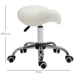 Rackhams Cosmetic Stool 360° Rotate Height Adjustable Salon Massage Spa Chair Hydraulic Rolling Faux Leather Saddle Stool, Cream - thumbnail 3