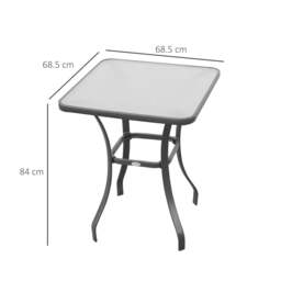 Rackhams Square Garden Table, Outdoor Coffee Table with Tempered Glass Top, Bar Bistro Dining Table, Metal Frame for Patio, Balcony, 68.5 x 68.5 x 84cm - thumbnail 3