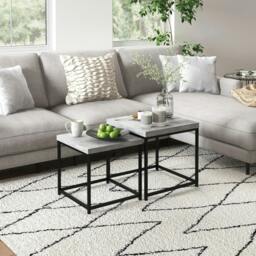Rackhams Coffee Table Set of 2, Nest of Tables with 3.5cm Thick Tabletop, Grey - thumbnail 2