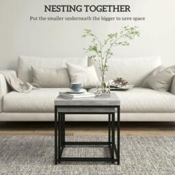 Rackhams Coffee Table Set of 2, Nest of Tables with 3.5cm Thick Tabletop, Grey - thumbnail 4