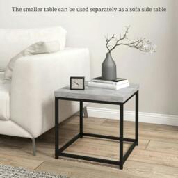 Rackhams Coffee Table Set of 2, Nest of Tables with 3.5cm Thick Tabletop, Grey - thumbnail 5
