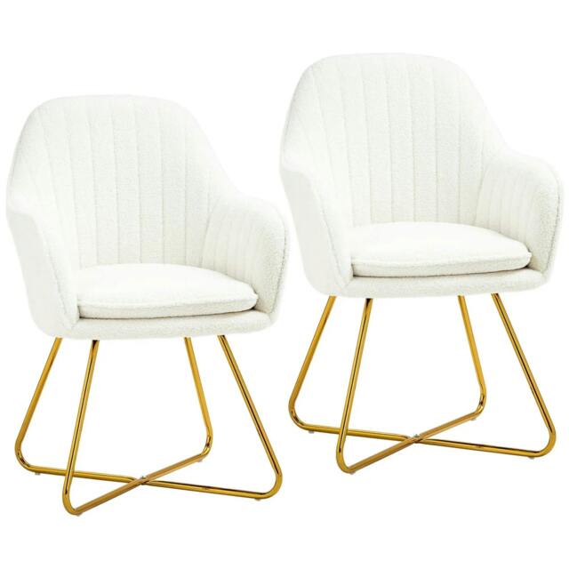 Rackhams Set of Two Sherpa Fleece Dining Chairs - Cream